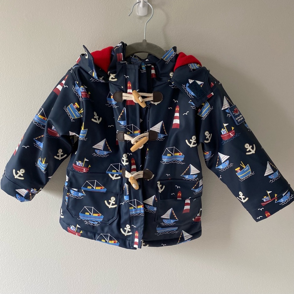 EUC JoJo Mamam Bebe sailboat lined rain coat